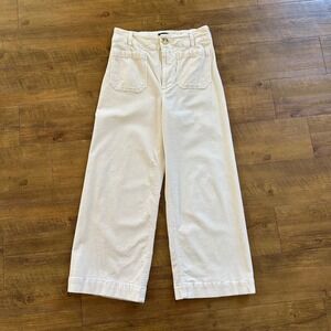 Maeve by Anthropologie The Colette Corduroy Pants Size 29 Wide Leg Crop Ivory